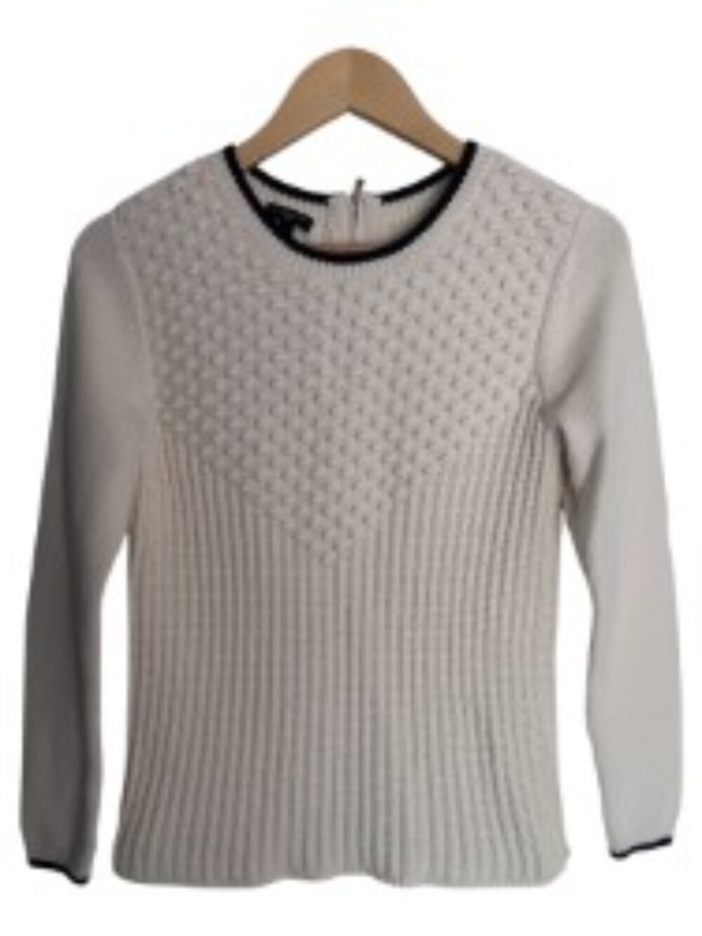 Talbots Cream & Navy Textured Sweater SP